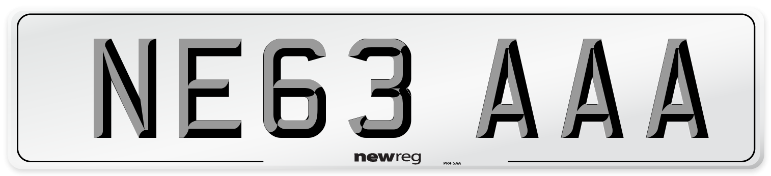 NE63 AAA Number Plate from New Reg